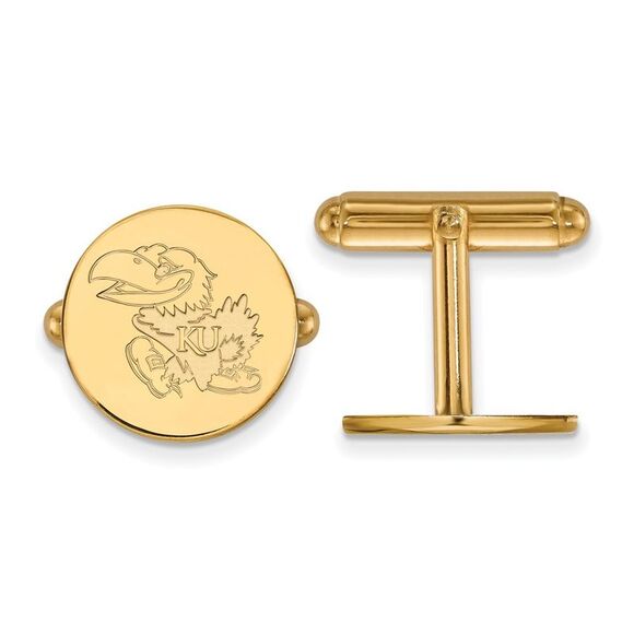 14k Gold Plated Silver University of Kansas Cuff Links